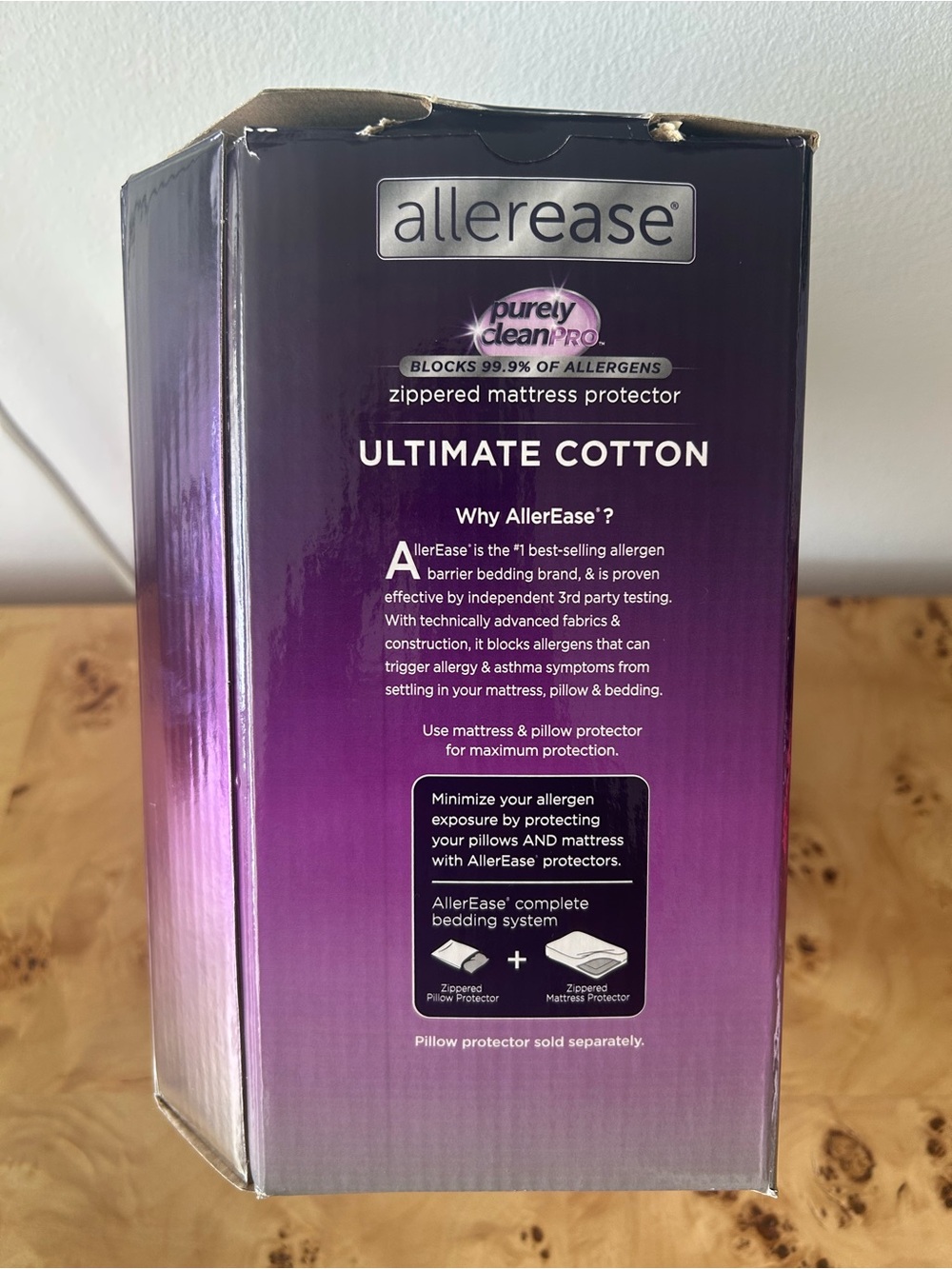 NIB Allerease Ultimate Cotton Allergy Relief Zippered Mattress Protector, Queen - Picture 2 of 12